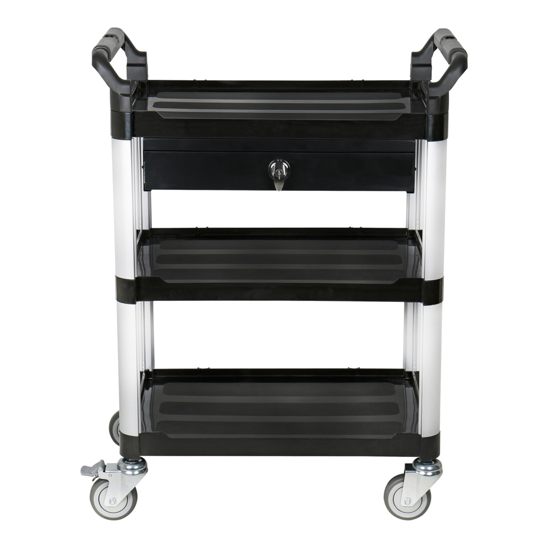 STIER Carrello di servizio con 3 ripiani e cassetto lungh.xlargh.xalt. 860x480x980 mm