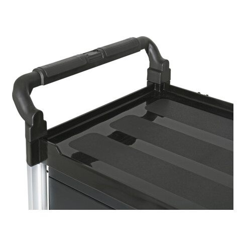STIER Carrello di servizio con 3 ripiani e cassetto lungh.xlargh.xalt. 860x480x980 mm