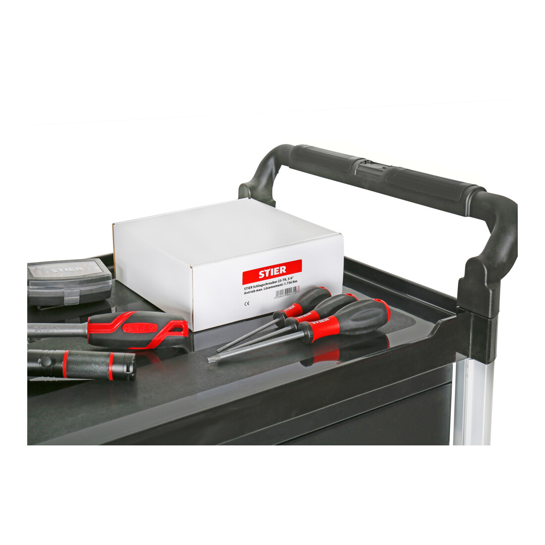 STIER Carrello di servizio con 3 ripiani e pareti lungh.xlargh.xalt. 860x480x930 mm