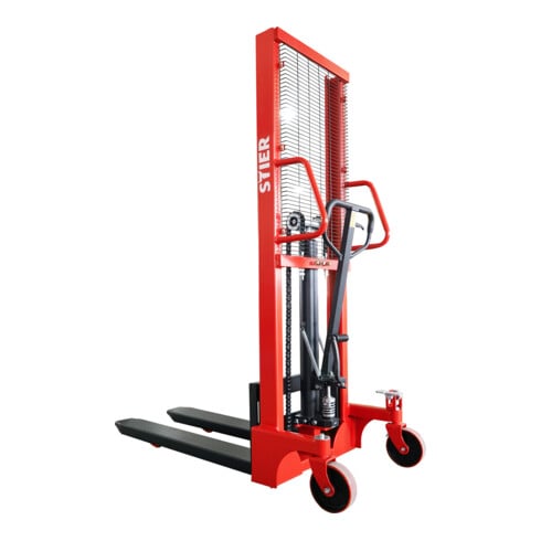 STIER Carrello elevatore idraulico 1000 kg di carico massimo, 1600 mm di altezza di sollevamento con montante singolo