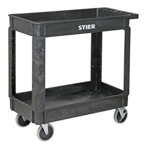 STIER Carrello multiuso in plastica con 2 ripiani 250 kg lungh.xlargh.xalt. 870x430x850 mm