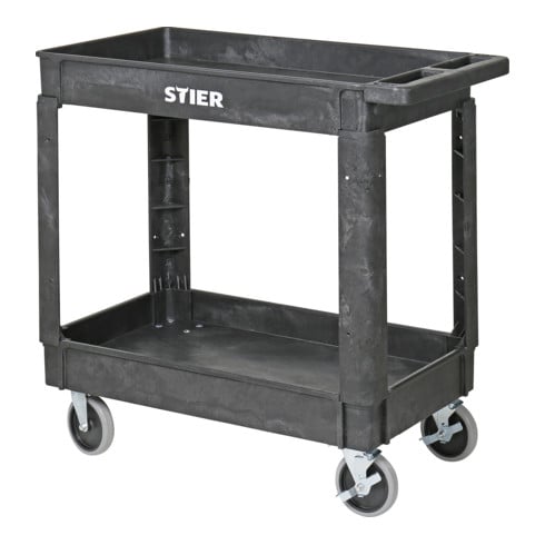 STIER Carrello multiuso in plastica con 2 ripiani 250 kg lungh.xlargh.xalt. 870x430x850 mm