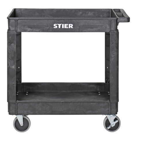 STIER Carrello multiuso in plastica con 2 ripiani 250 kg lungh.xlargh.xalt. 870x430x850 mm