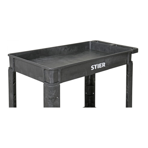 STIER Carrello multiuso in plastica con 2 ripiani 250 kg lungh.xlargh.xalt. 870x430x850 mm