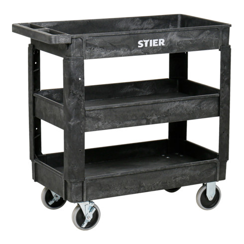 STIER Carrello multiuso in plastica con 3 ripiani 250 kg lungh.xlargh.xalt. 870x430x850 mm