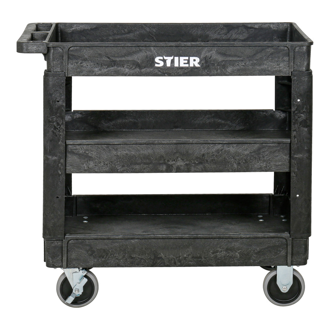 STIER Carrello multiuso in plastica con 3 ripiani 250 kg lungh.xlargh.xalt. 870x430x850 mm