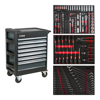 STIER Carrello per officina Premium equipaggiato 223 pezzi