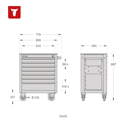 STIER Carrello per officina, vuoto