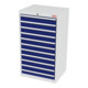 STIER Cassettiera con 11 cassetti largh.xprof.xalt. 700x575x1220 mm grigio luce/blu genziana
