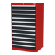 STIER Cassettiera con 11 cassetti largh.xprof.xalt. 700x575x1220 mm rosso/grigio antracite