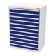 STIER Cassettiera con 11 cassetti largh.xprof.xalt. 900x575x1220 mm grigio luce/blu genziana