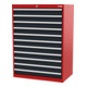 STIER Cassettiera con 11 cassetti largh.xprof.xalt. 900x575x1220 mm rosso/grigio antracite