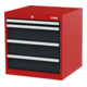 STIER Cassettiera con 4 cassetti largh.xprof.xalt. 600x575x620 mm rosso/grigio antracite