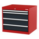STIER Cassettiera con 4 cassetti largh.xprof.xalt. 700x575x620 mm rosso/grigio antracite