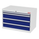 STIER Cassettiera con 4 cassetti largh.xprof.xalt. 900x575x620 mm grigio luce/blu genziana