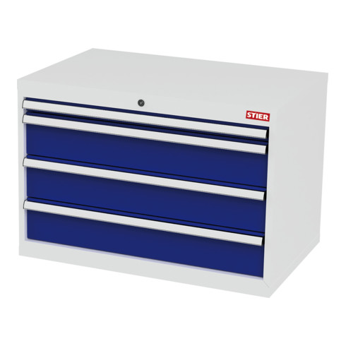 STIER Cassettiera con 4 cassetti largh.xprof.xalt. 900x575x620 mm grigio luce/blu genziana