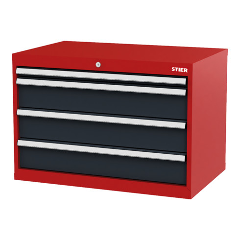 STIER Cassettiera con 4 cassetti largh.xprof.xalt. 900x575x620 mm rosso/grigio antracite