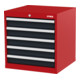 STIER Cassettiera con 5 cassetti largh.xprof.xalt. 600x575x620 mm rosso/grigio antracite