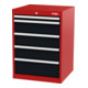 STIER Cassettiera con 5 cassetti largh.xprof.xalt. 600x575x820 mm rosso/grigio antracite