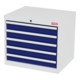 STIER Cassettiera con 5 cassetti largh.xprof.xalt. 700x575x620 mm grigio luce/blu genziana