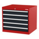 STIER Cassettiera con 5 cassetti largh.xprof.xalt. 700x575x620 mm rosso/grigio antracite