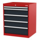 STIER Cassettiera con 5 cassetti largh.xprof.xalt. 700x575x820 mm rosso/grigio antracite