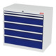 STIER Cassettiera con 5 cassetti largh.xprof.xalt. 900x575x820 mm grigio luce/blu genziana