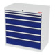 STIER Cassettiera con 6 cassetti largh.xprof.xalt. 900x575x920 mm grigio luce/blu genziana