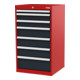 STIER Cassettiera con 7 cassetti largh.xprof.xalt. 600x575x1020 mm rosso/grigio antracite
