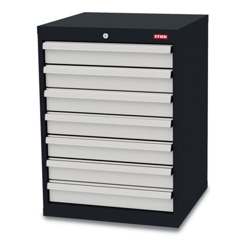 STIER Cassettiera con 7 cassetti largh.xprof.xalt. 600x575x820 mm RAL 7016 / RAL 7035