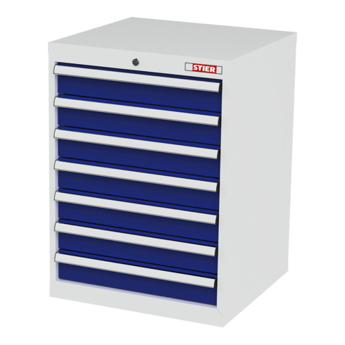 STIER Cassettiera con 7 cassetti largh.xprof.xalt. 600x575x820 mm RAL 7035 / RAL 5010