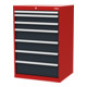 STIER Cassettiera con 7 cassetti largh.xprof.xalt. 700x575x1020 mm rosso/grigio antracite