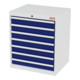 STIER Cassettiera con 7 cassetti largh.xprof.xalt. 700x575x820 mm grigio luce/blu genziana