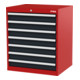 STIER Cassettiera con 7 cassetti largh.xprof.xalt. 700x575x820 mm rosso/grigio antracite
