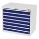 STIER Cassettiera con 7 cassetti largh.xprof.xalt. 900x575x820 mm grigio luce/blu genziana