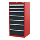 STIER Cassettiera con 8 cassetti largh.xprof.xalt. 600x575x1220 mm rosso/grigio antracite