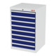 STIER Cassettiera con 8 cassetti largh.xprof.xalt. 600x575x920 mm grigio luce/blu genziana
