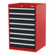 STIER Cassettiera con 8 cassetti largh.xprof.xalt. 600x575x920 mm rosso/grigio antracite