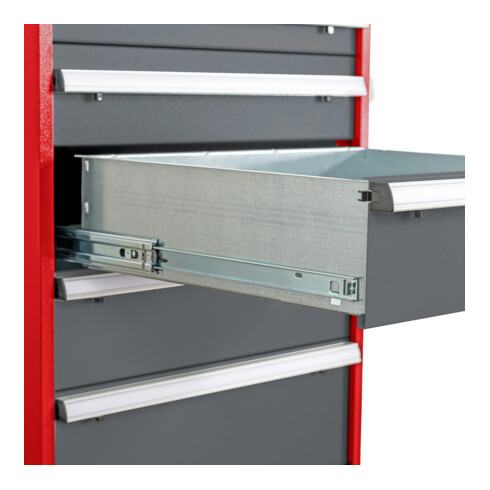 STIER Cassettiera con 8 cassetti largh.xprof.xalt. 700x575x1220 mm rosso/grigio antracite
