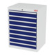 STIER Cassettiera con 8 cassetti largh.xprof.xalt. 700x575x920 mm grigio luce/blu genziana