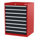STIER Cassettiera con 8 cassetti largh.xprof.xalt. 700x575x920 mm rosso/grigio antracite