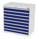 STIER Cassettiera con 8 cassetti largh.xprof.xalt. 900x575x920 mm grigio luce/blu genziana