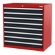 STIER Cassettiera con 8 cassetti largh.xprof.xalt. 900x575x920 mm rosso/grigio antracite