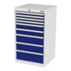 STIER Cassettiera con 9 cassetti largh.xprof.xalt. 600x575x1020 mm grigio luce/blu genziana