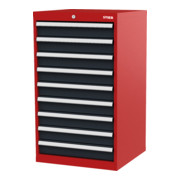 STIER Cassettiera con cassetti rosso/grigio antracite
