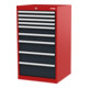 STIER Cassettiera con 9 cassetti largh.xprof.xalt. 600x575x1020 mm rosso/grigio antracite