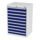 STIER Cassettiera con 9 cassetti largh.xprof.xalt. 700x575x1020 mm grigio luce/blu genziana
