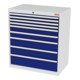 STIER Cassettiera con 9 cassetti largh.xprof.xalt. 900x575x1020 mm grigio luce/blu genziana