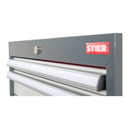 STIER Cassettiera con 9 cassetti largh.xprof.xalt. 900x575x1020 mm RAL 7016 / RAL 7035