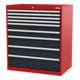 STIER Cassettiera con 9 cassetti largh.xprof.xalt. 900x575x1020 mm rosso/grigio antracite